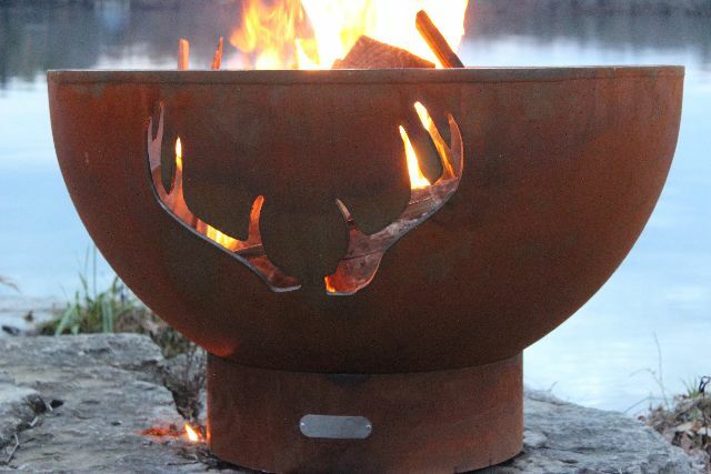Fire Pit Art Antlers Gas Fire Pit - Electronic Ignition