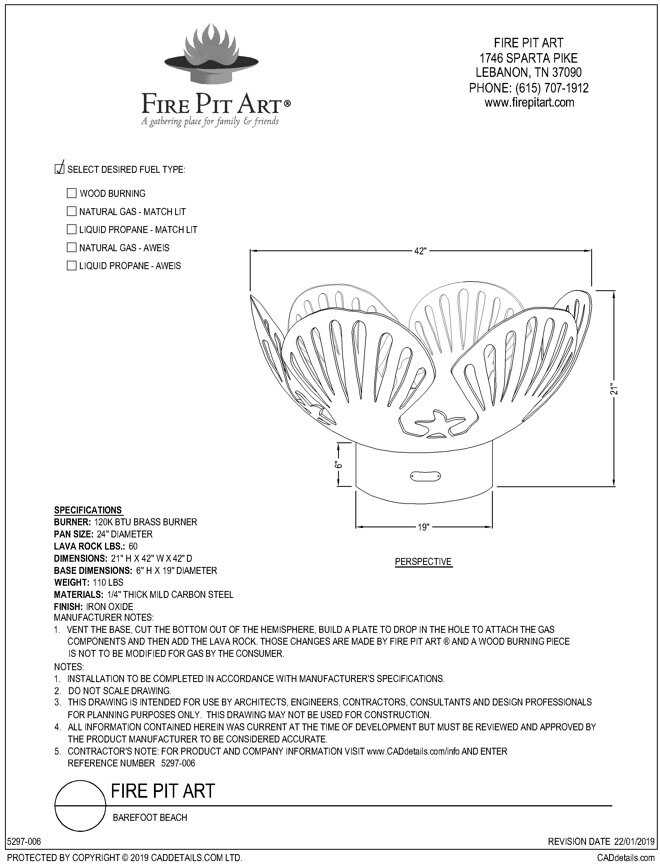 Fire Pit Art Barefoot Beach Gas Fire Pit - Match Lit