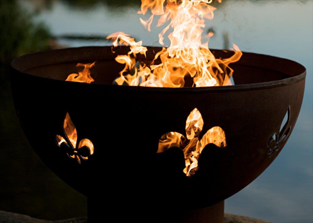 Fire Pit Art Fleur de Lis Wood Burning Fire Bowl