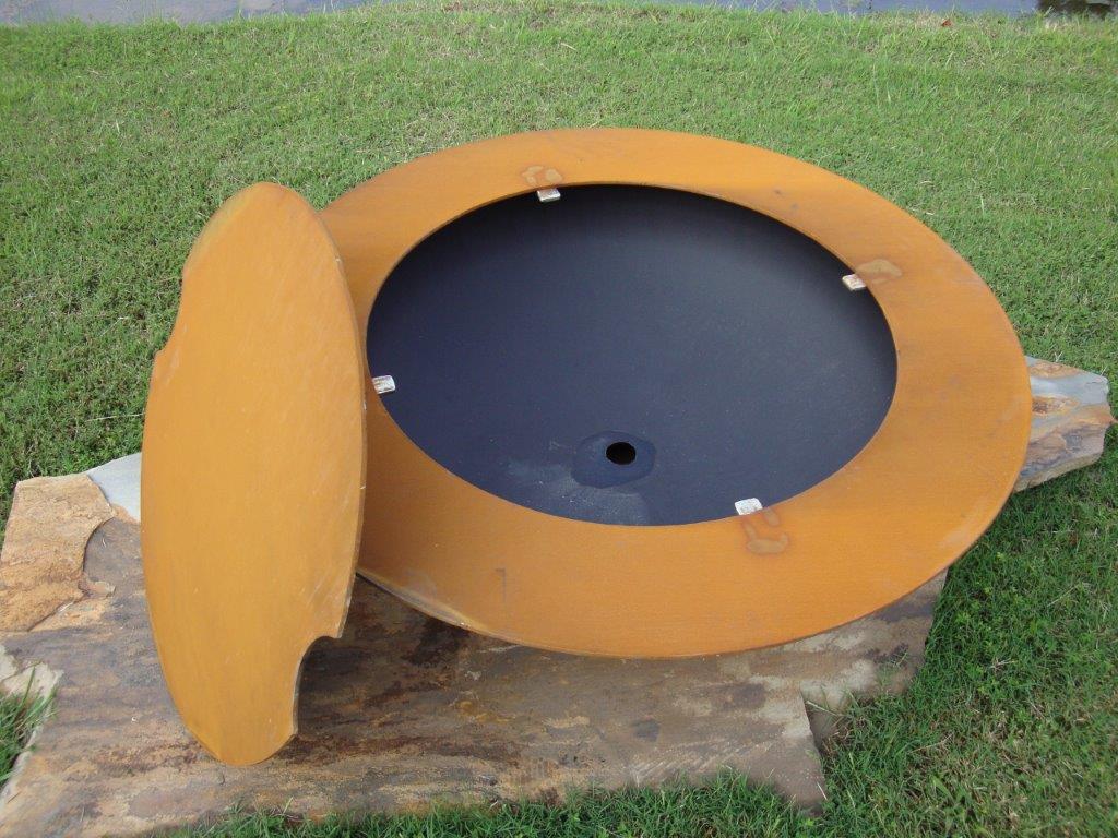 Fire Pit Art Saturn Wood Burning Fire Bowl with Lid