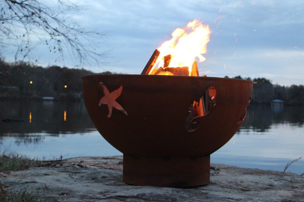 Fire Pit Art Sea Creatures Gas Fire Pit - Electronic Ignition