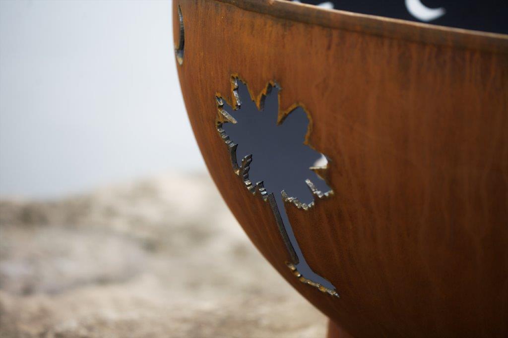 Fire Pit Art Tropical Moon Fire Pit - Match Lit