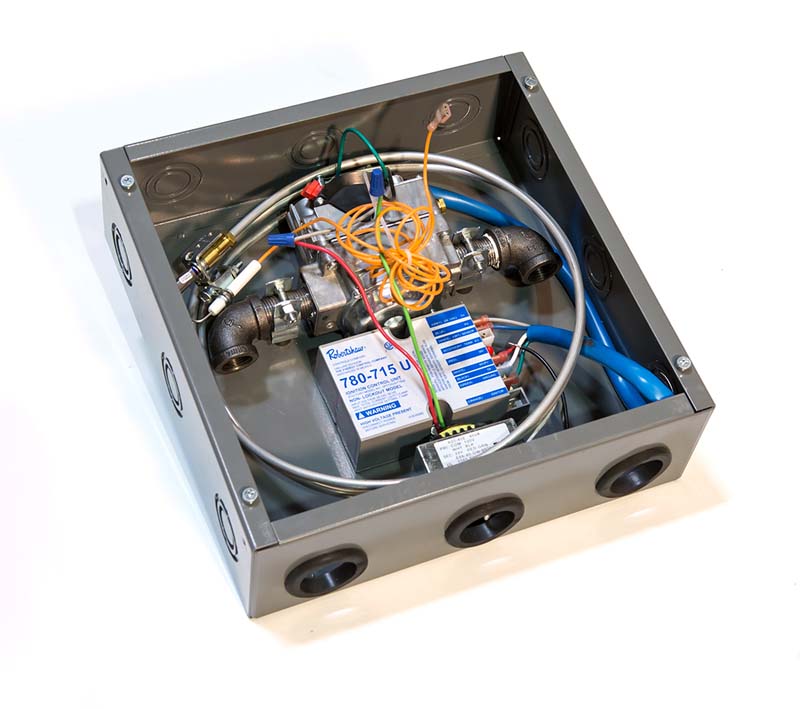 Grand Canyon 30" Blue Pine Split Vented Propane Gas Logs Set and Stainless Steel Two Burner with 110V Electronic System