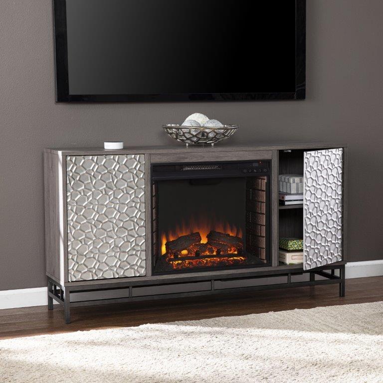 SEI 54 Inch Hollesborne Electric Fireplace with Media Storage
