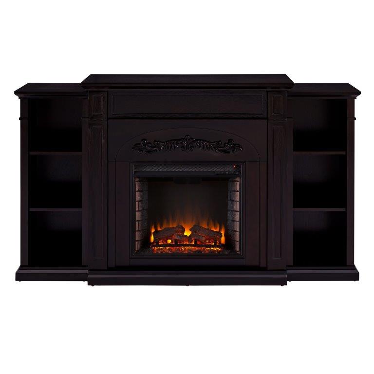 SEI 72 Inch Chantilly Electric Fireplace Mantel with Bookcase
