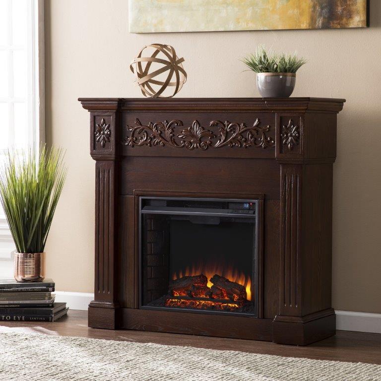 SEI 44 Inch Calvert Electric Fireplace with Carved Mantel