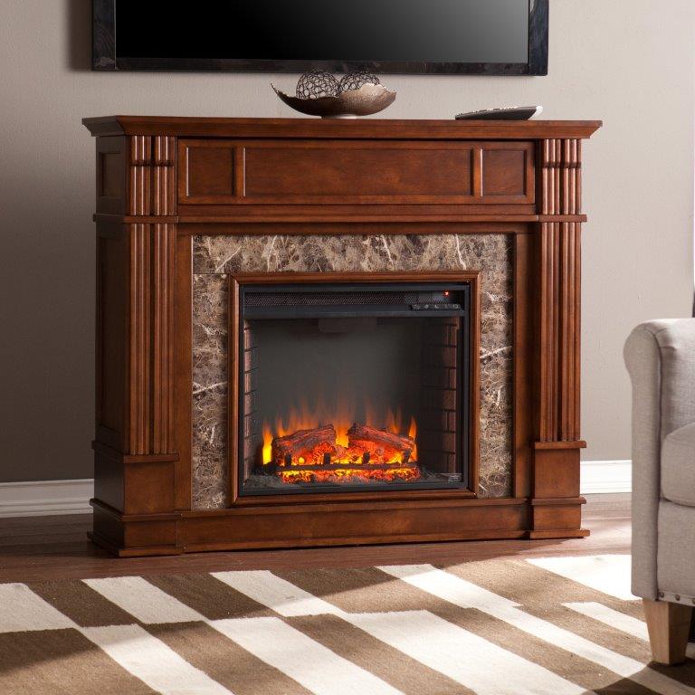 SEI 48 Inch Highgate Electric Fireplace with Stone Mantel