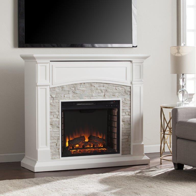 SEI 46 Inch Seneca Electric Fireplace with Faux Brick Mantel
