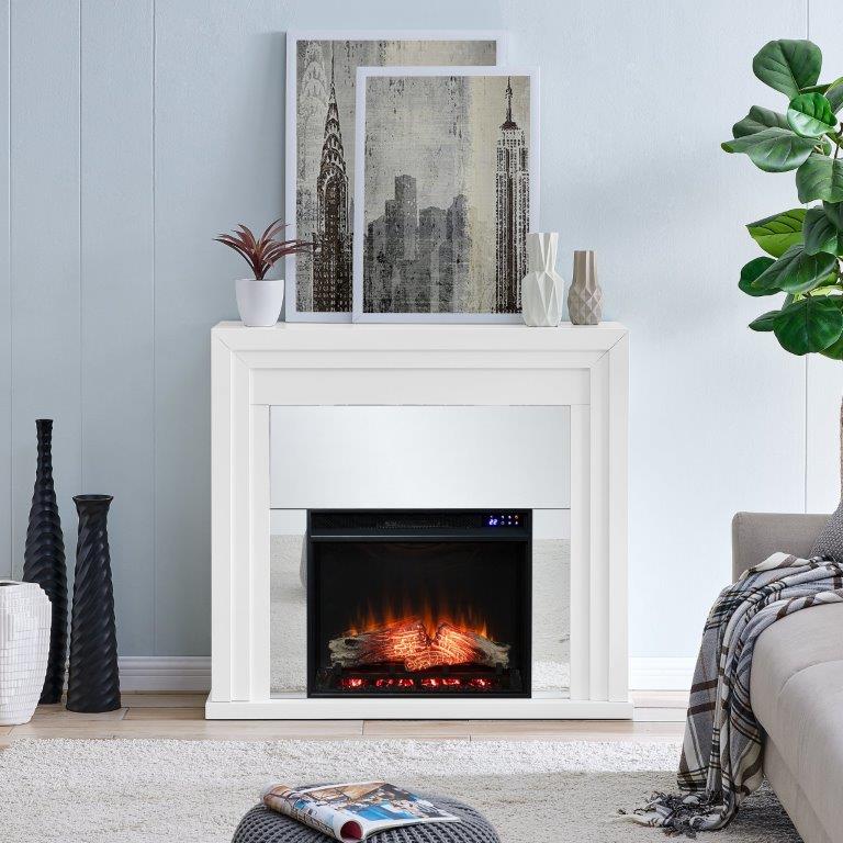 SEI 44 Inch Stadderly Electric Fireplace with Mirrored Surround