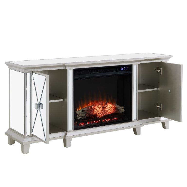 SEI 58 Inch Toppington Electric Fireplace with Mirrored Media Console