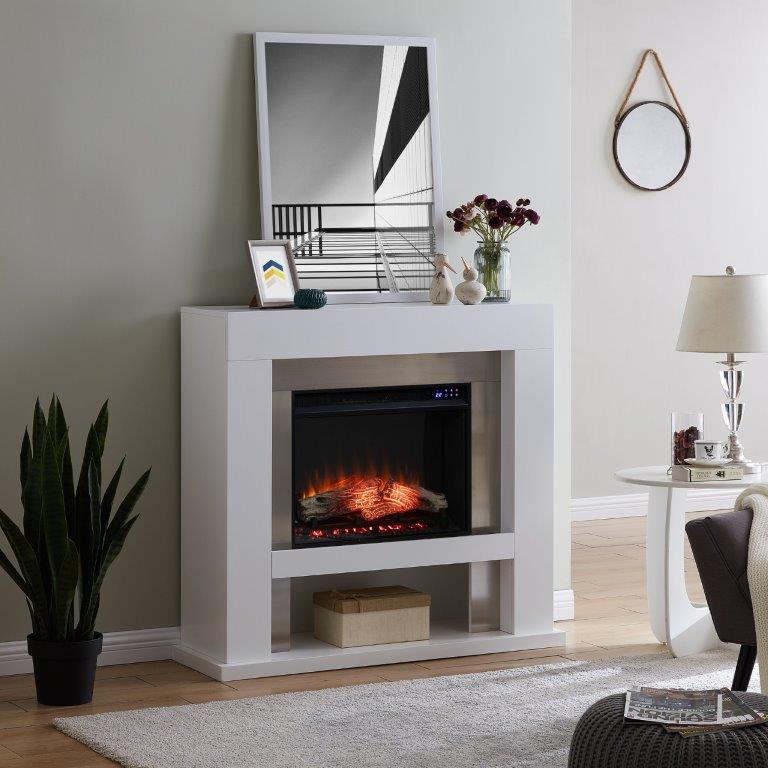 SEI 44 Inch Lirrington Stainless Steel Electric Fireplace