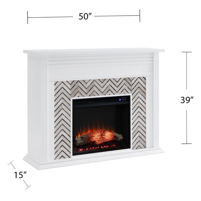 SEI 50 Inch Hebbington Electric Fireplace with Marble Surround