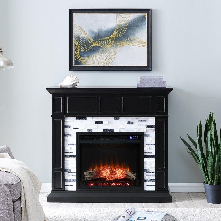 SEI 45 Inch Drovling Electric Fireplace with Marble Surround