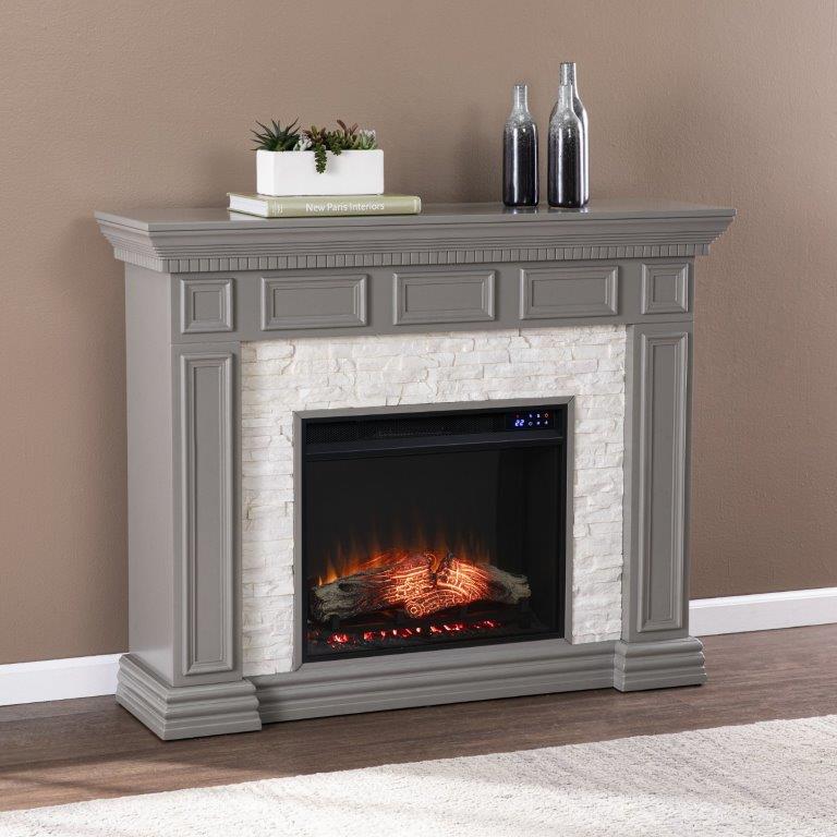 SEI 50 Inch Dakesbury Electric Fireplace with Faux Stone Surround