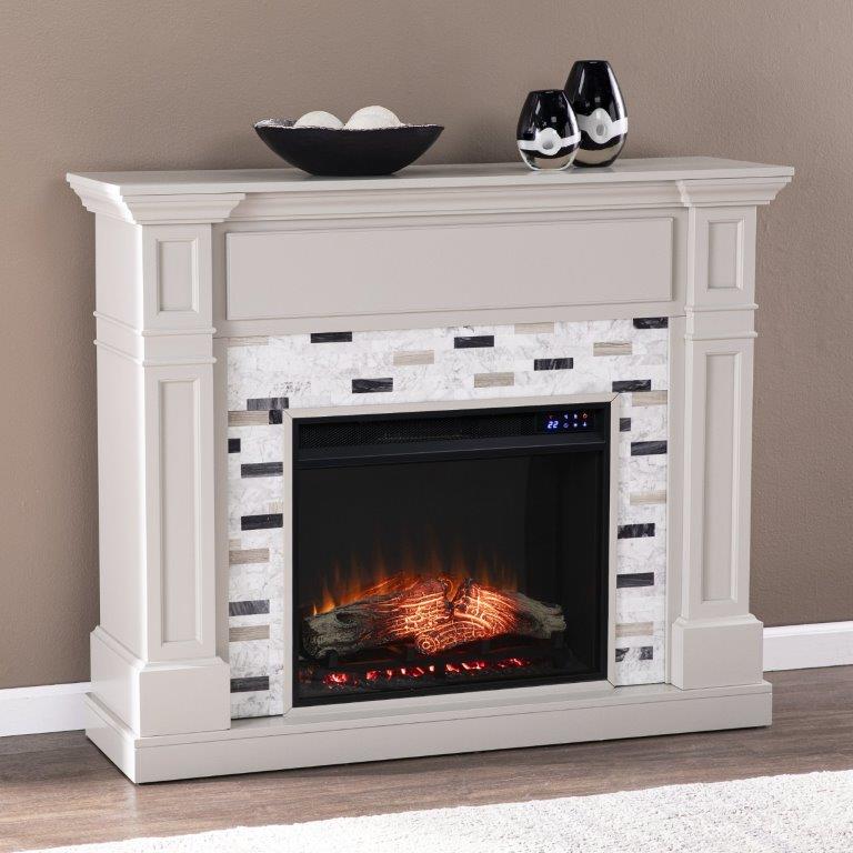 SEI 48 Inch Birkover Electric Fireplace with Marble Surround