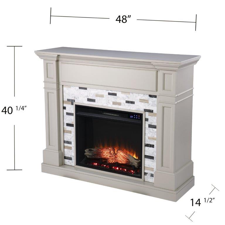 SEI 48 Inch Birkover Electric Fireplace with Marble Surround