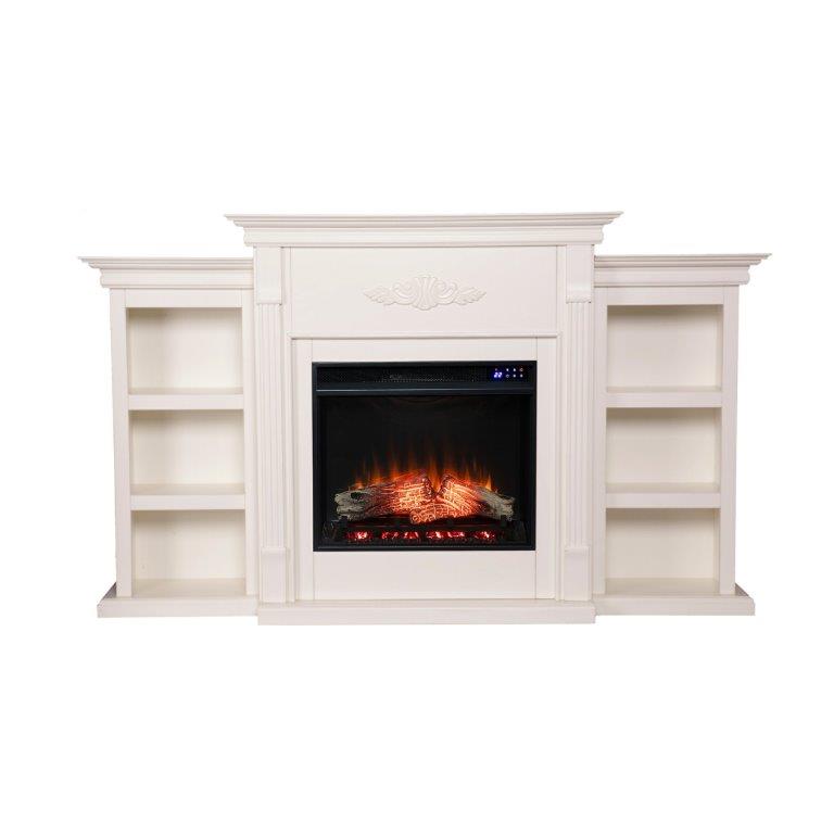 SEI 70 Inch Tennyson Electric Fireplace with Side Bookcases