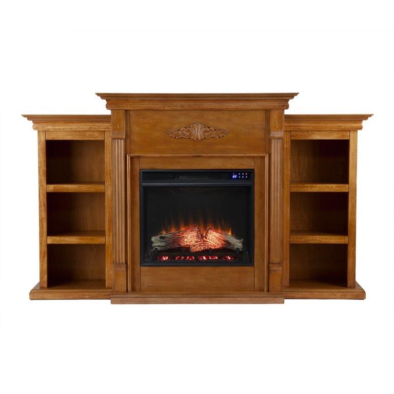 SEI 70 Inch Tennyson Electric Fireplace with Side Bookcases