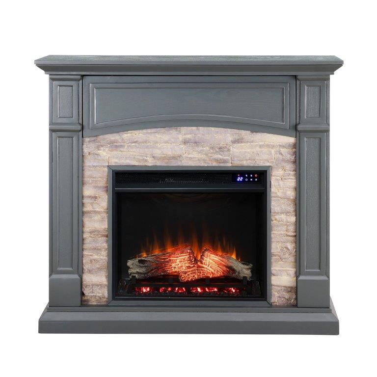 SEI 46 Inch Seneca Electric Fireplace with Faux Stone Surround