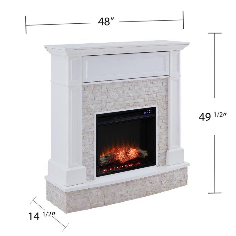 SEI 48 Inch Jacksdale Electric Fireplace with Faux Stone Surround