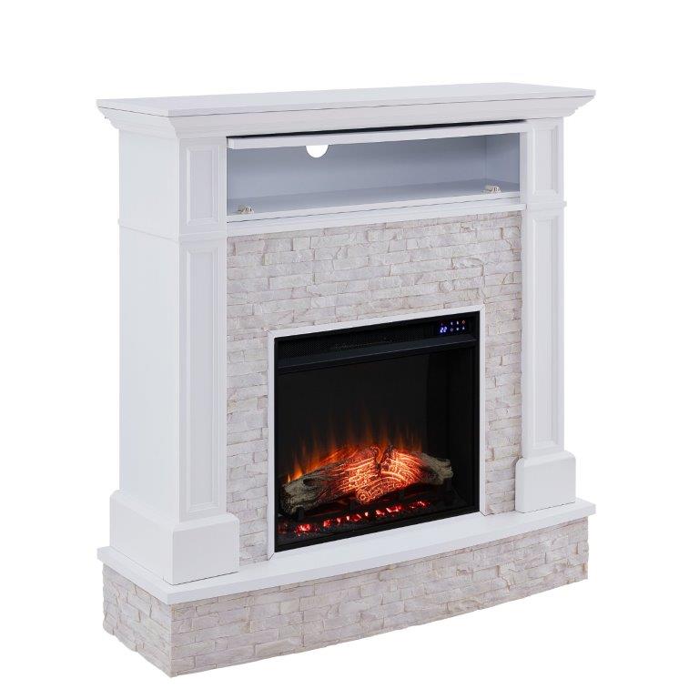 SEI 48 Inch Jacksdale Electric Fireplace with Faux Stone Surround