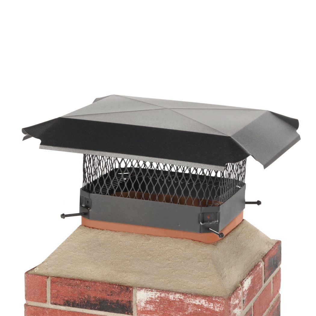 Hy-C Draft King 11 x 11 Inch Black Galvanized Steel Single Flue Chimney Cover with 5/8 Inch Mesh