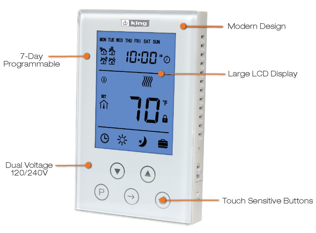 King Electrical Clear Touch Programmable Thermostat