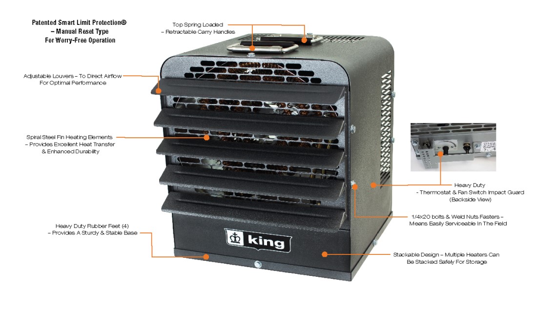 King Electrical Industrial Portable 1-Phase Heater