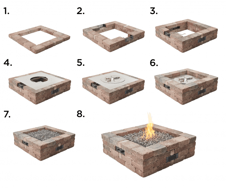 Outdoor Greatroom Company Bronson Block Square Gas Fire Pit Kit