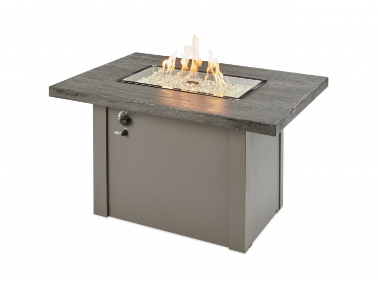Outdoor Greatroom Company Stone Grey Havenwood Rectangular Gas Fire Pit Table