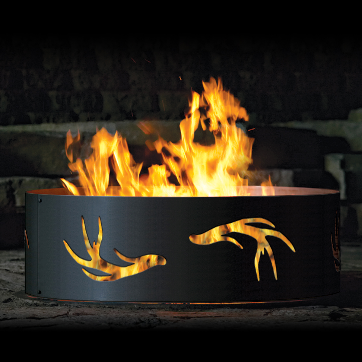 P&D Metal Works Antlers Wood Burning Fire Ring