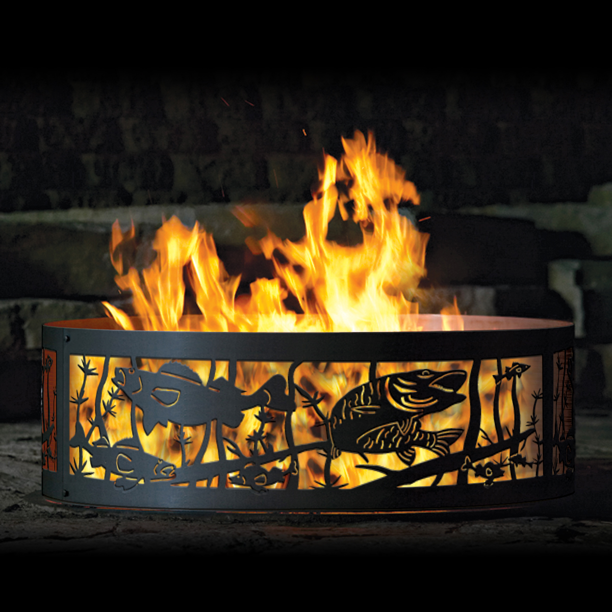 P&D Metal Works Fishing Hole Wood Burning Fire Ring