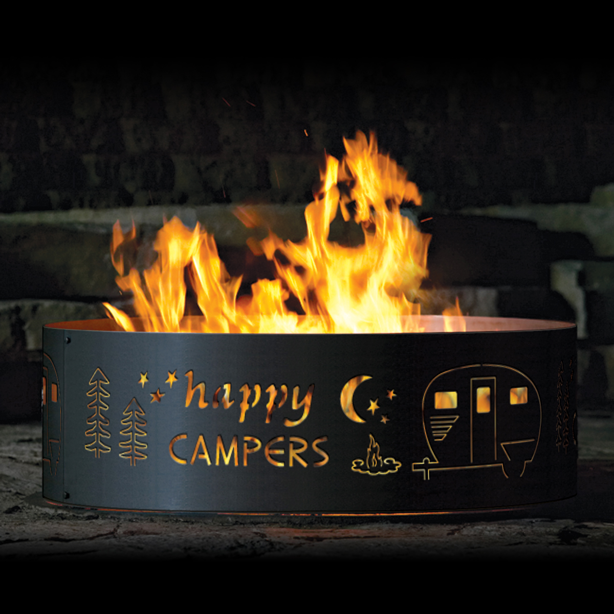 P&D Metal Works Happy Camper Wood Burning Fire Ring