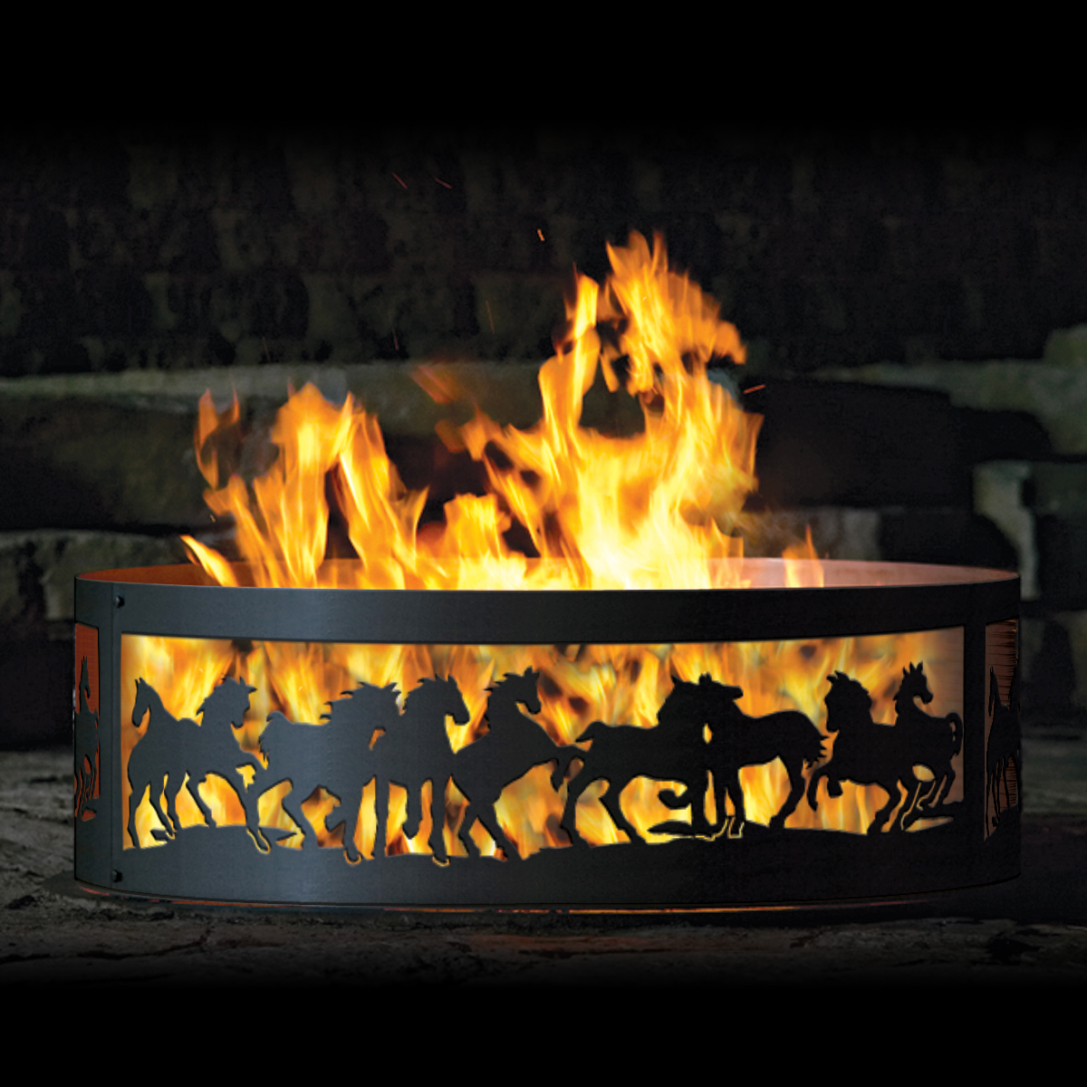 P&D Metal Works Mustangs Wood Burning Fire Ring