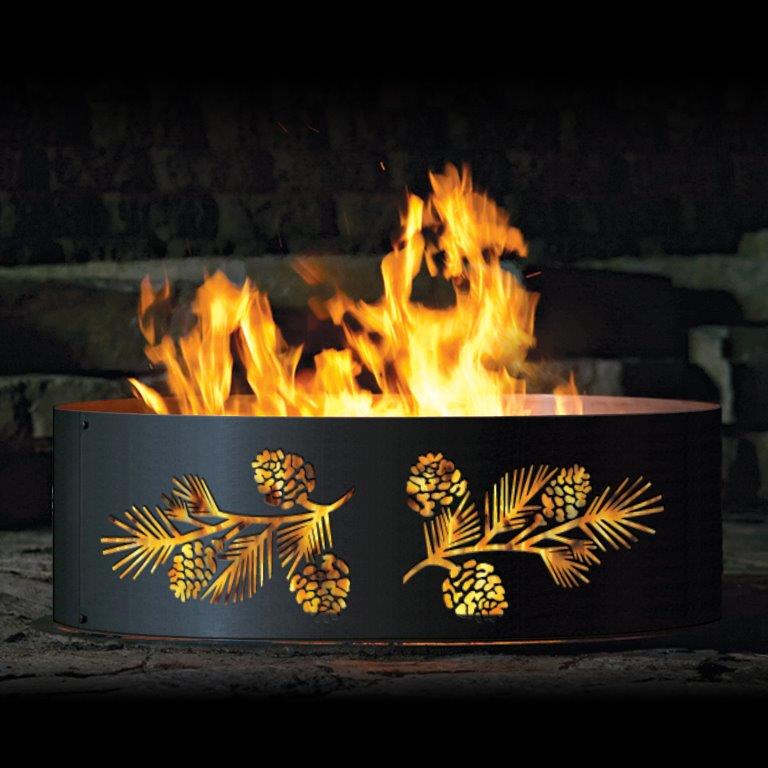 P&D Metal Works Pine Bough Wood Burning Fire Ring - 14 Gauge