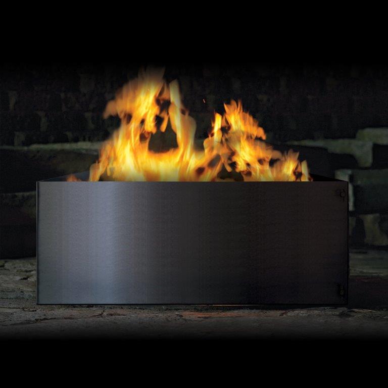 P&D Metal Works 4 Piece Solid Square Wood Burning Fire Ring