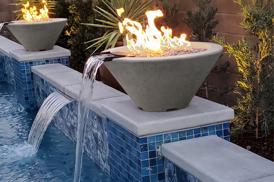 Prism Hardscapes Verona Gas Fire and Water Bowl - Match Lit
