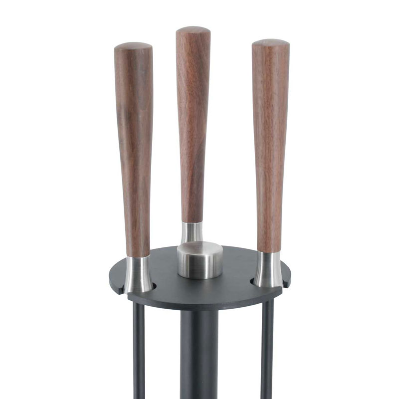 Pilgrim New Haven Walnut Handle Fireplace Tool Set