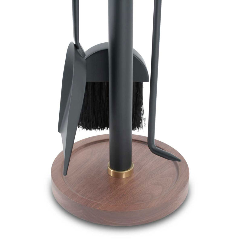 Pilgrim New Haven Walnut Handle Fireplace Tool Set