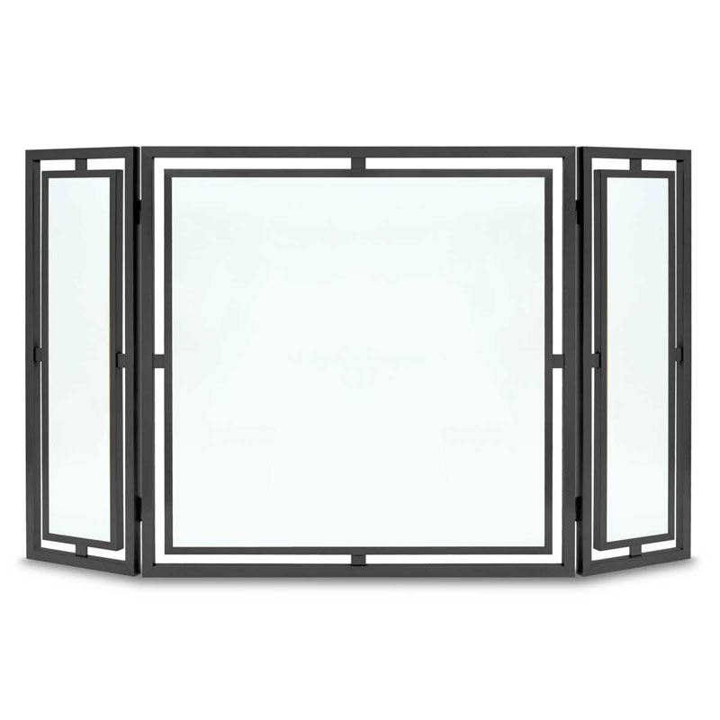 Pilgrim Floating Glass Tri Panel Fireplace Screen
