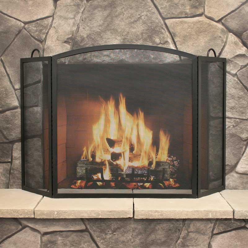 Pilgrim Medium Tri Panel Arched Fireplace Screen