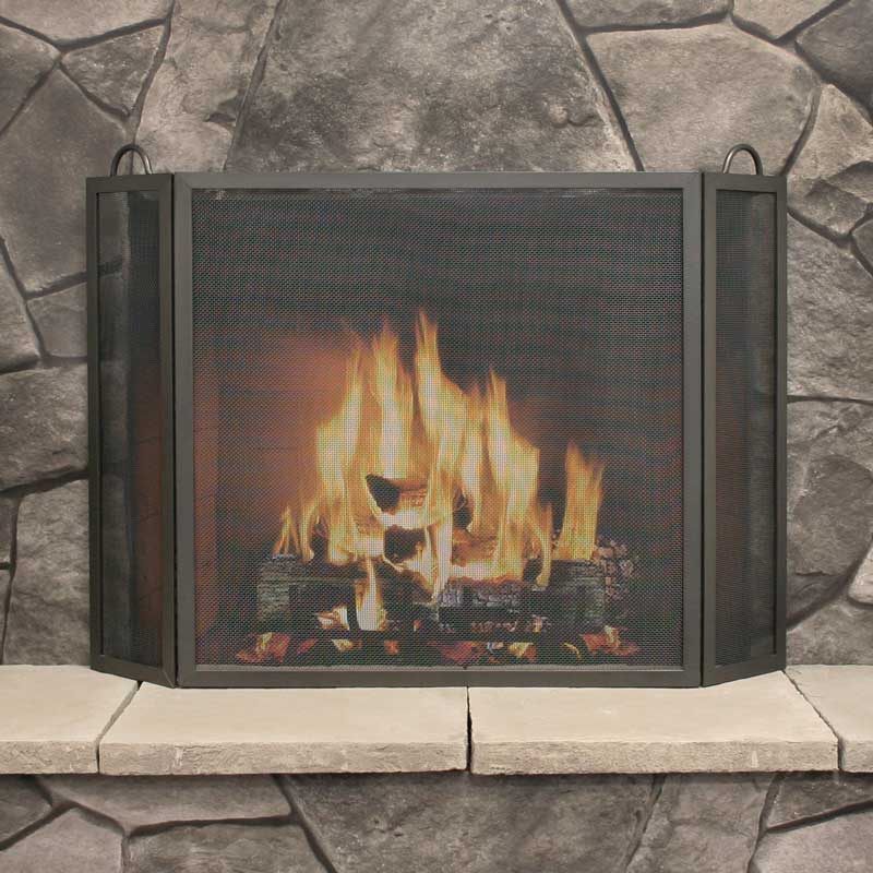 Pilgrim Medium Tri Panel Rectangular Fireplace Screen