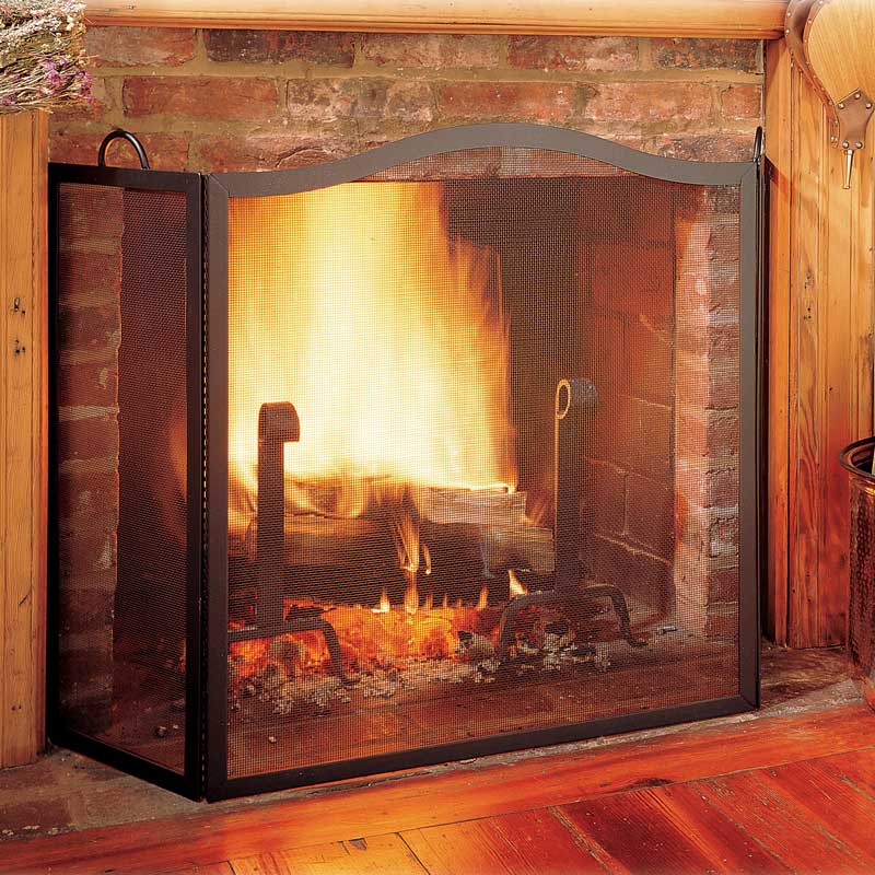 Pilgrim Medium Tri Panel Camelback Arch Fireplace Screen