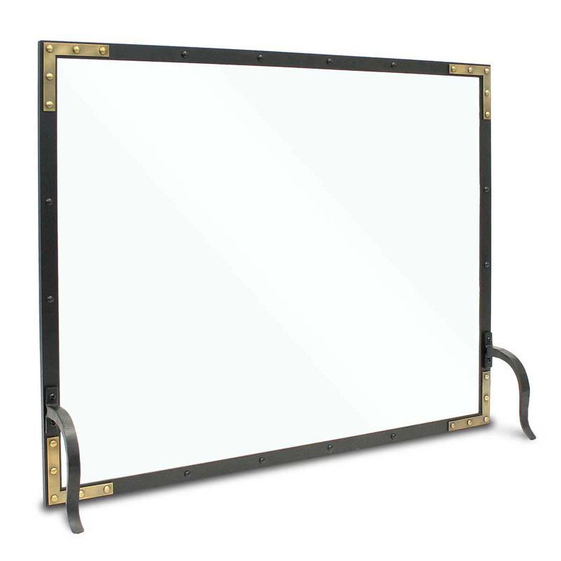 Pilgrim Refined Rivet Glass Fireplace Screen