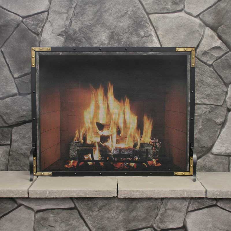 Pilgrim Refined Rivet Mesh Fireplace Screen