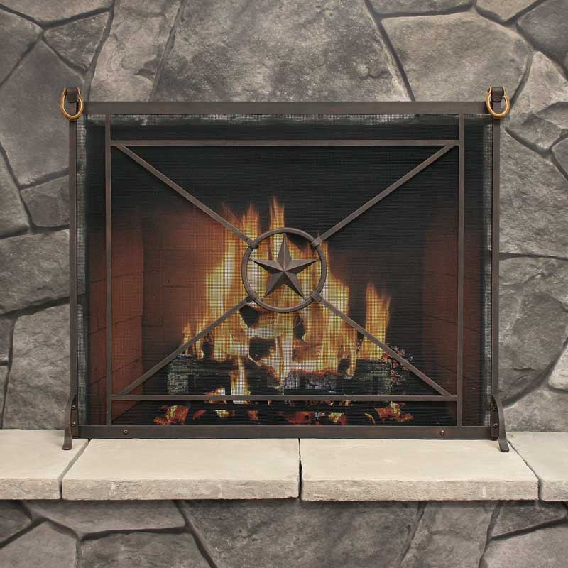 Pilgrim Single Panel Western Star Fireplace Screen