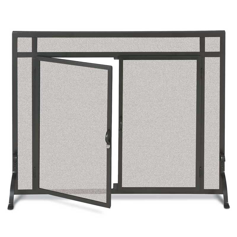 Pilgrim 44 Inch Forged Iron Fireplace Screen with Doors