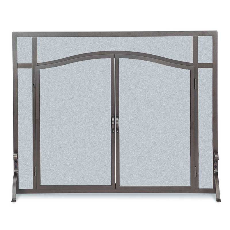 Pilgrim 39 Inch Forged Iron Fireplace Screen with Arched Doors