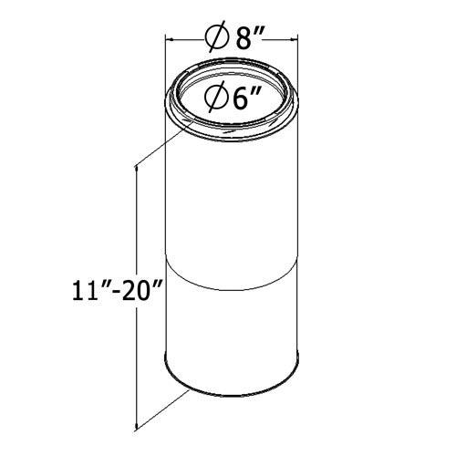 Shasta Vent All-Fuel HT 6-Inch Inner Diameter Stainless Steel Chimney Pipe Length - 11 to 20-Inch Adjustable Length
