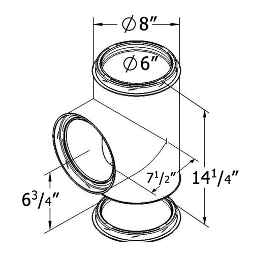 Shasta Vent All-Fuel HT Stainless Steel Tee With Cap - For 6-Inch Inner Diameter Shasta Vent